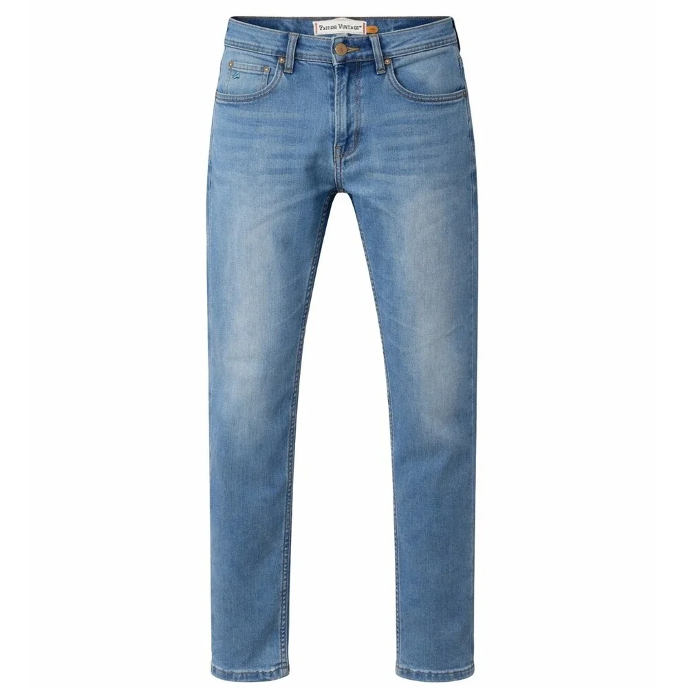 Tailor Vintage Canaan Jeans Mens 28x30 Slim Fit Comfort Stretch Blue Solid Denim